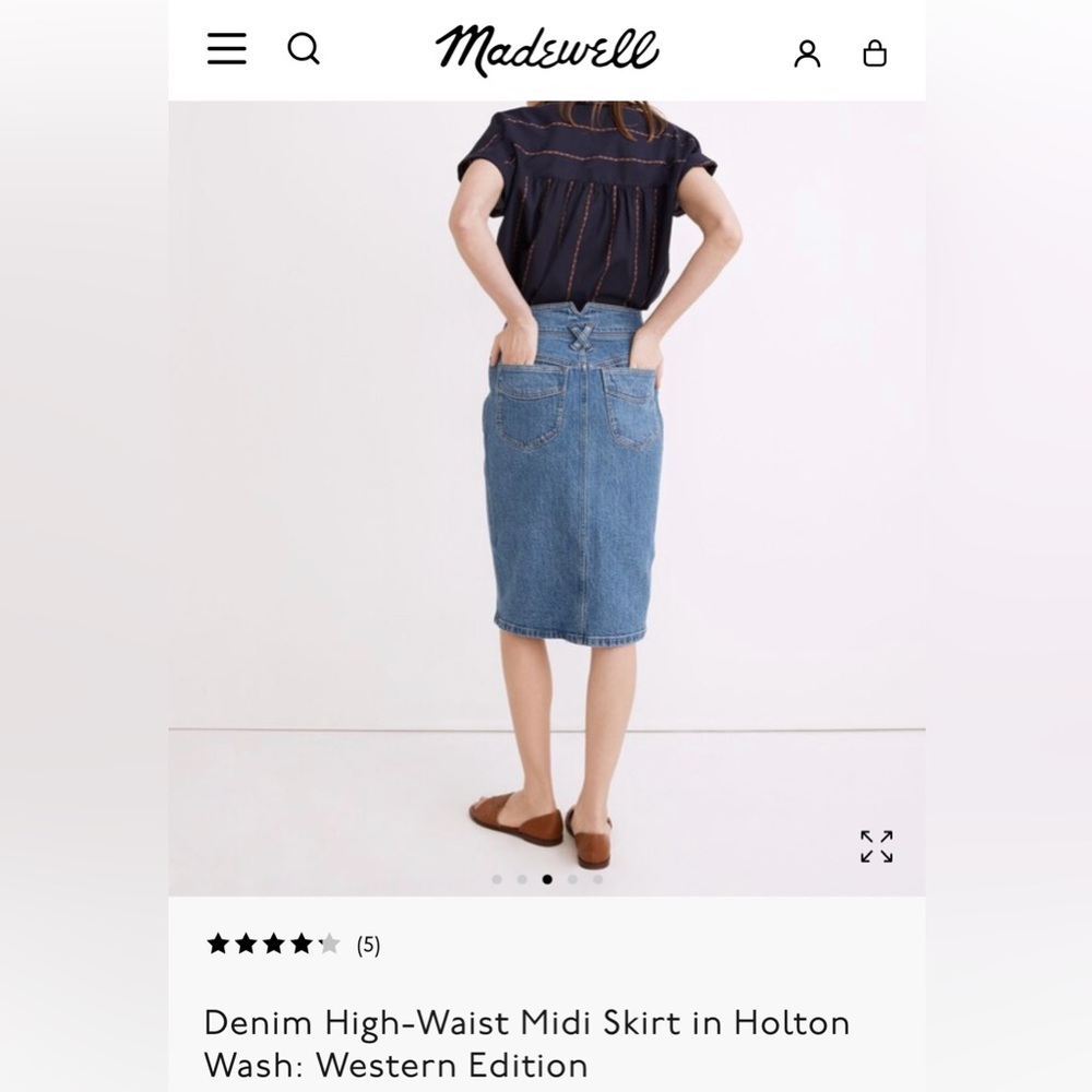 Madewell Denim High-Waist Midi Column Skirt in holton wash.  Size 27 - Picture 5 of 9
